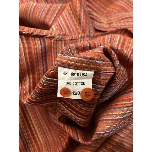 New Maus Hoffman Woven Sport Shirt Red Gold Blended Strip Long Sleeve XXL $325